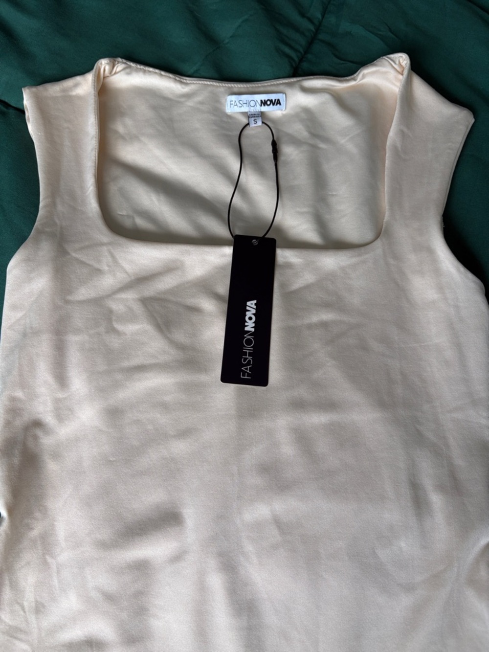 Fashion Nova Cream Square Neck Ribbed Tank